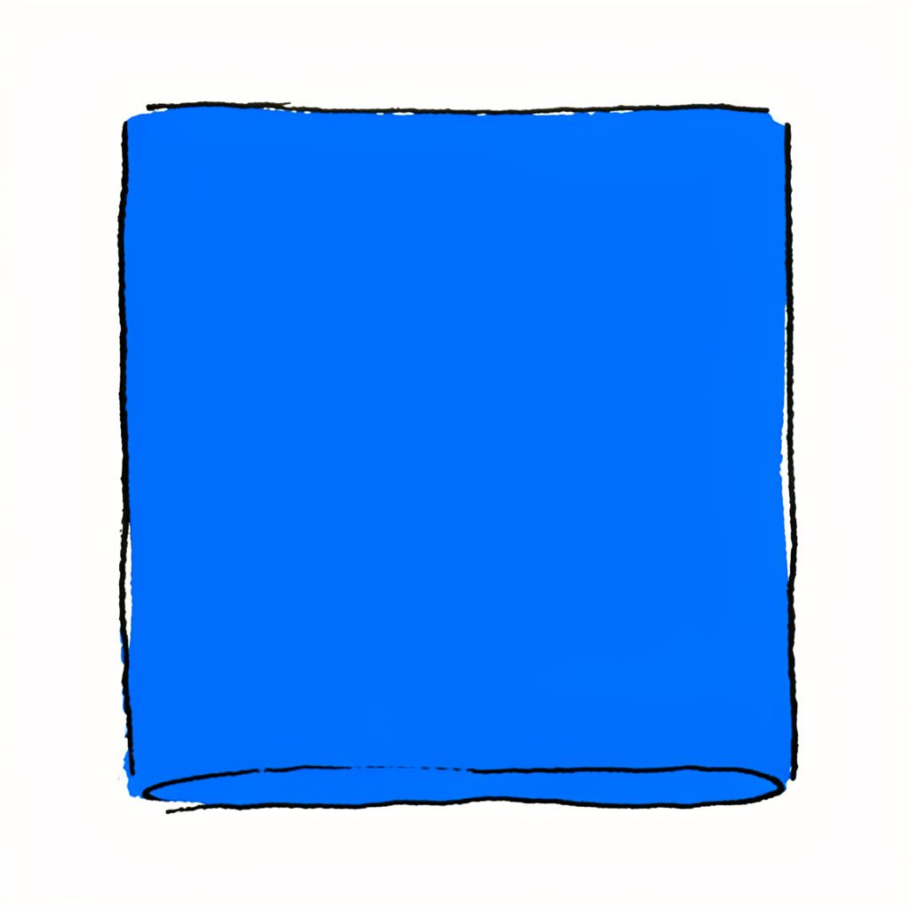Hand-drawn ink illustration of a microphone with sound waves, blue and orange strokes on a pale background